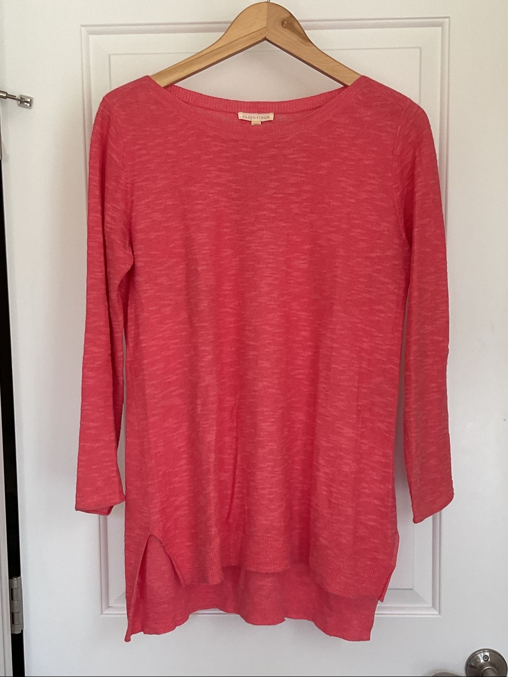 Eileen Fisher Coral Melange Long-Sleeve Boatneck Tunic
